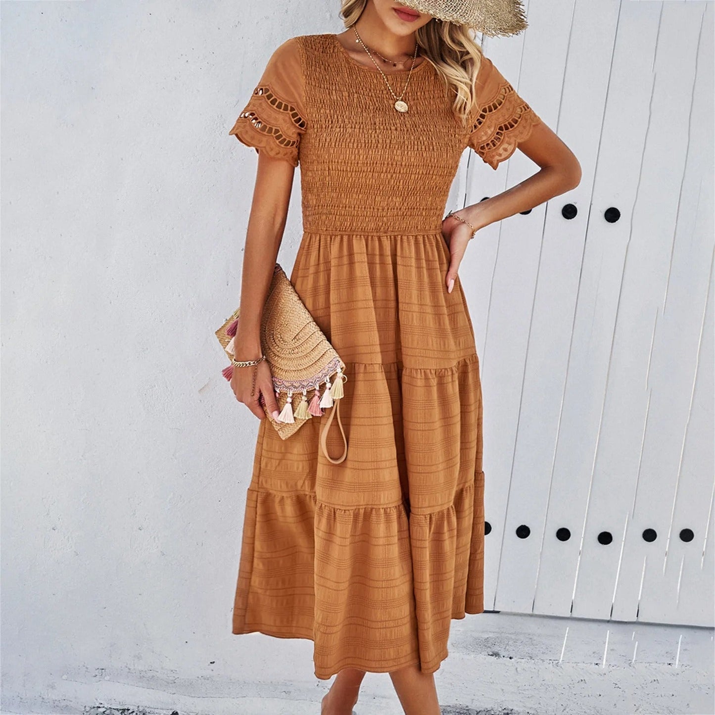 Flowy Puff Sleeve Midi Dress | Liora