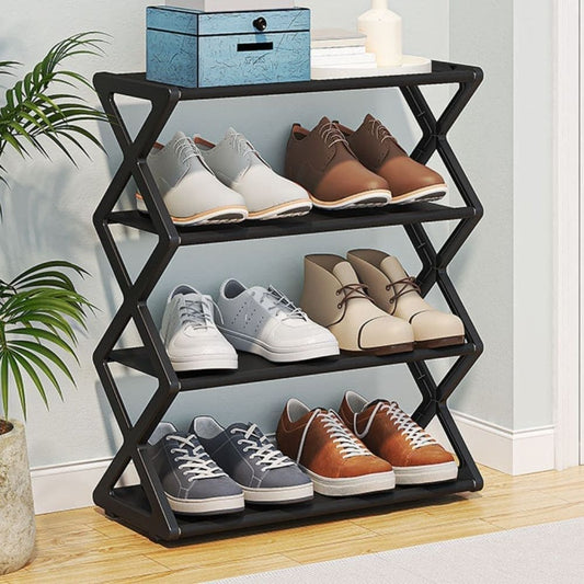 Minimalist 4-Tier Shoe Rack – Durable Steel Shoe Storage for Entryway, Closet, or Bedroom, Tool-Free Assembly 0