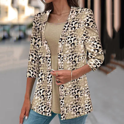 Women Leopard Print Open-Front Blazer | Alba