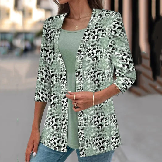 Women Leopard Print Open-Front Blazer | Alba