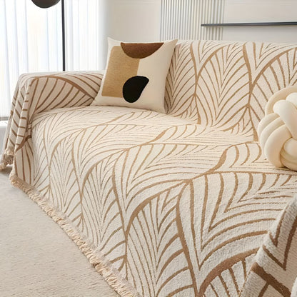 Sofa Cover Green Microfibre | Modern Leaf Design 2