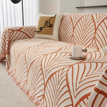 Sofa Cover Green Microfibre | Modern Leaf Design 6