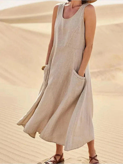 Casual Linen Maxi Dress with Pockets | Lucy