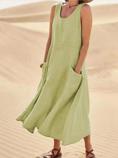 Casual Linen Maxi Dress with Pockets | Lucy