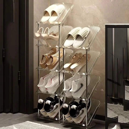 Multi-Tier Shoe Rack Organizer – Stackable Transparent Shoe Storage with Removable Shelves for Entryway or Closet 0