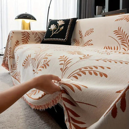 Couch Slipcover Beige Cotton Blend | Nature's Embrace 3
