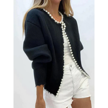 Pearl Trim Ripped Hem Cardigan | Milena