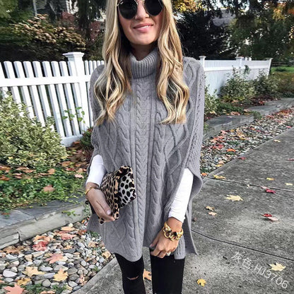 Women Cable Knit Turtleneck Poncho | Colette