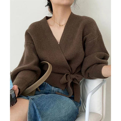 Women Wrap Tie Knit Cardigan | Leighanne