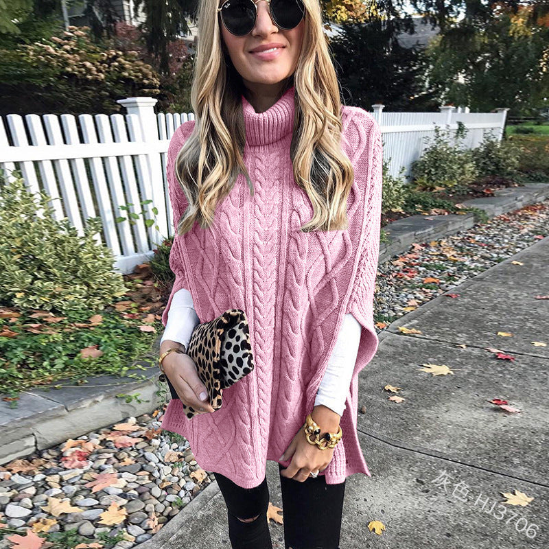 Women Cable Knit Turtleneck Poncho | Colette