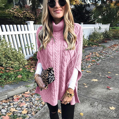 Women Cable Knit Turtleneck Poncho | Colette
