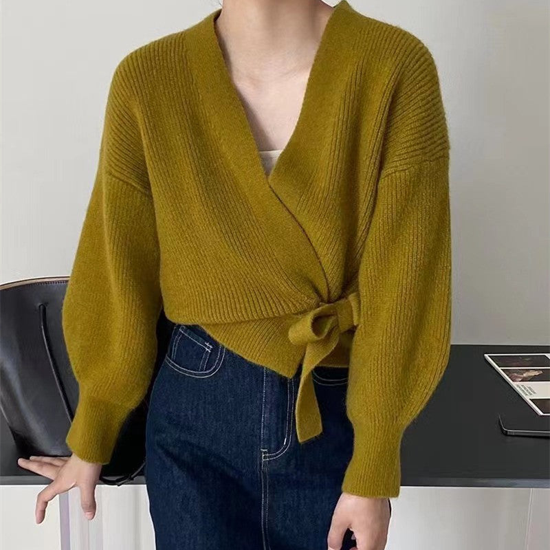 Women Wrap Tie Knit Cardigan | Leighanne