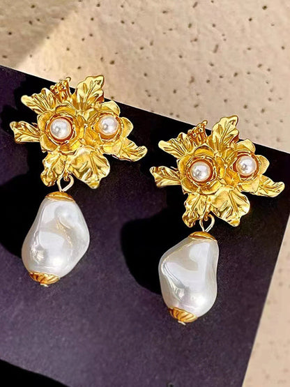 Women Stud Earrings White Baroque Pearl | Rose-5