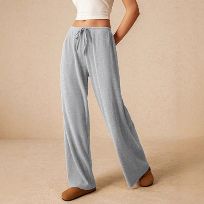 Women Wide-Leg Pants Khaki Polyester | Classic Style-4