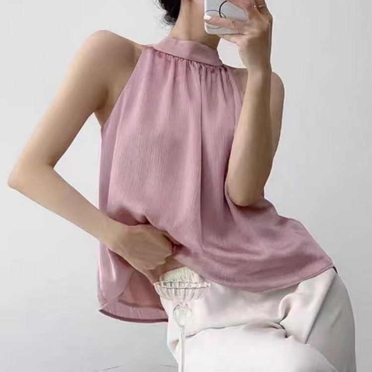 Variant image for Women Halter Crop Top White Polyester | Elegant Chic-3