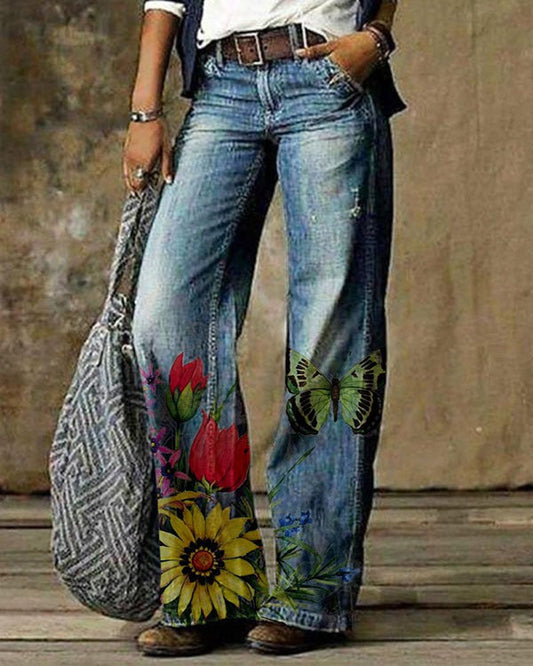 Women Bootcut Jeans Blue Polyester | Artistic Flair-1