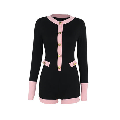 Women Jumpsuit Pink Black Polyester | Elegant Chic-5