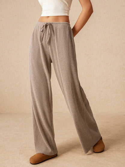 Variant image for Women Wide-Leg Pants Khaki Polyester | Classic Style-11