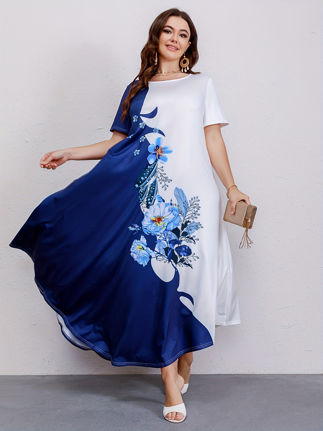 WomanAsymmetrical Floral Print Maxi Dress | Lysandra