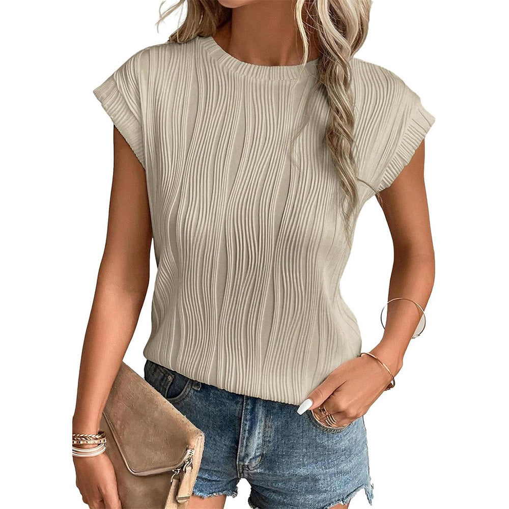 Casual Pleated Cap Sleeve Top | Yvette