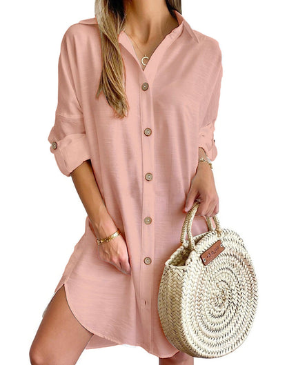 Women Casual Button-Up Shirt Dress | Eliza