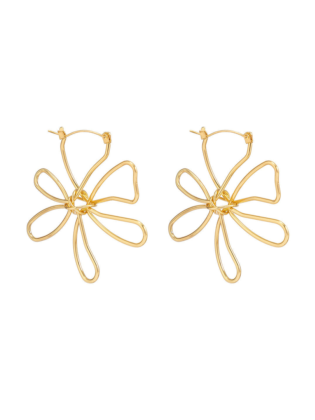 Women Flower Earrings Gold Metal | Blossom-4