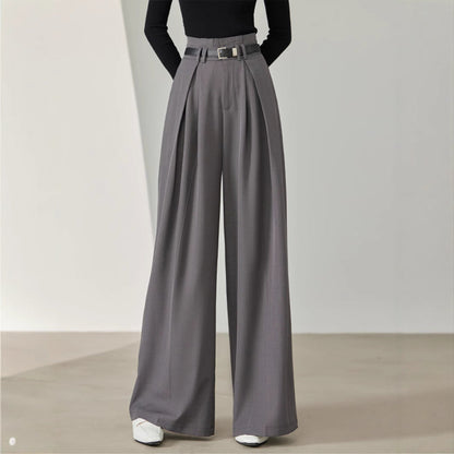 Women Wide Leg Pants Black Spandex Polyester | Elegant Style-2