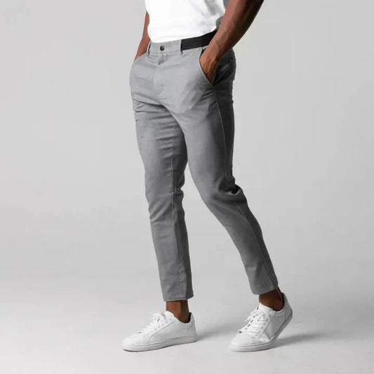 Men Slim Fit Chino Pants Beige Cotton | Kjeld-1