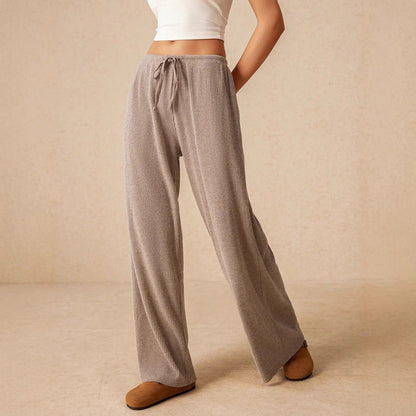 Women Wide-Leg Pants Khaki Polyester | Classic Style-2