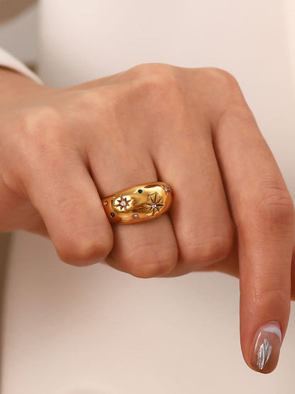 Women Dome Ring Blue Rhinestones | Celestial Charm-2
