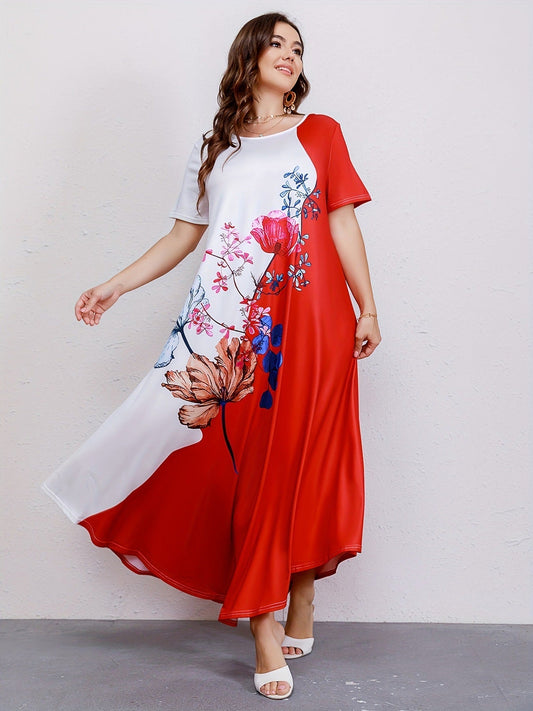WomanAsymmetrical Floral Print Maxi Dress | Lysandra