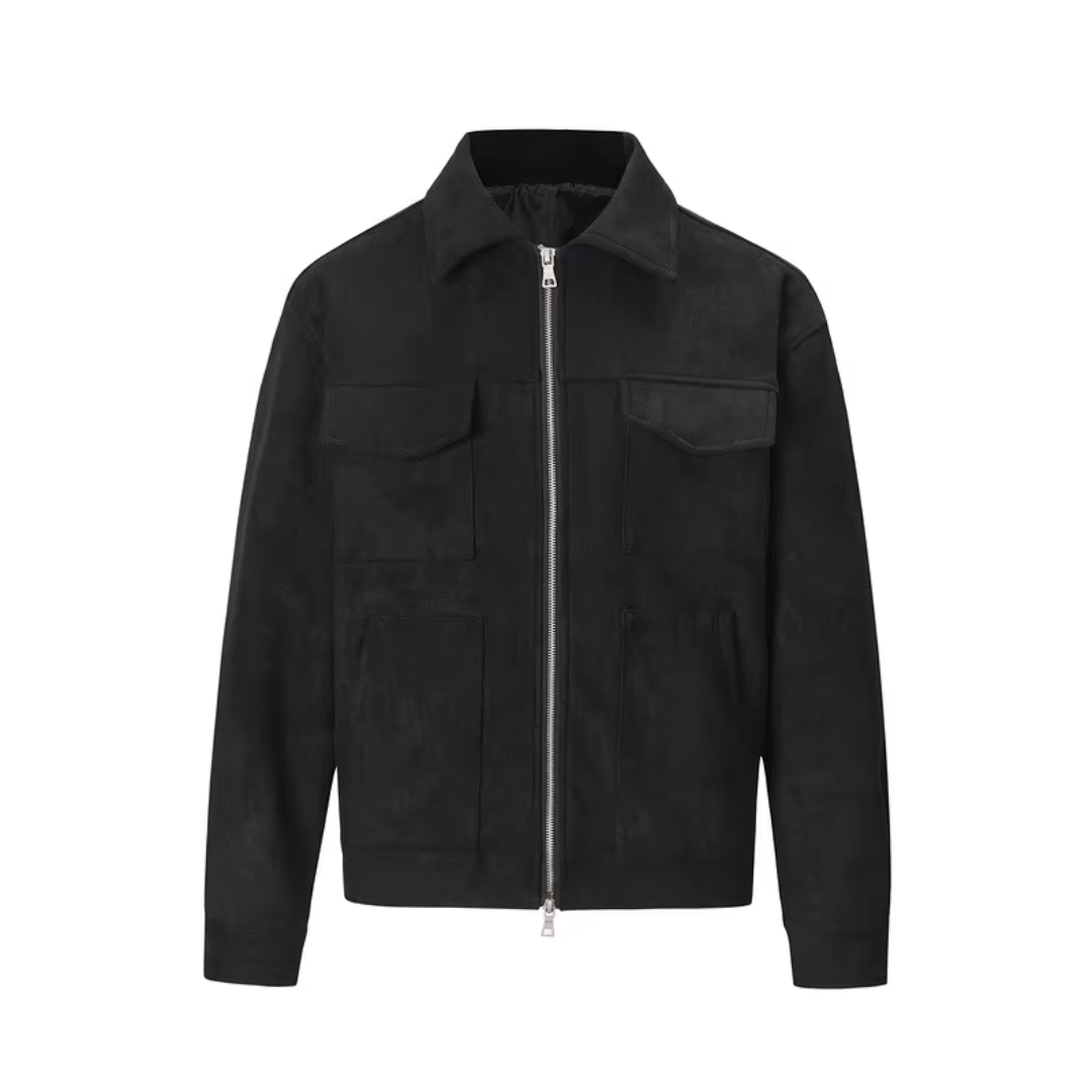 Suede Utility Zip-Up Jacket with Pocket Detailing | Henry