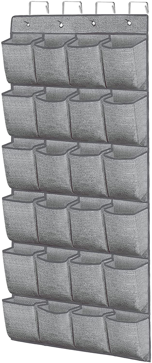 Over-the-Door Shoe Organizer with 24 Extra-Large Fabric Pockets – Space-Saving Hanging Shoe Storage for Sneakers and Heels 0