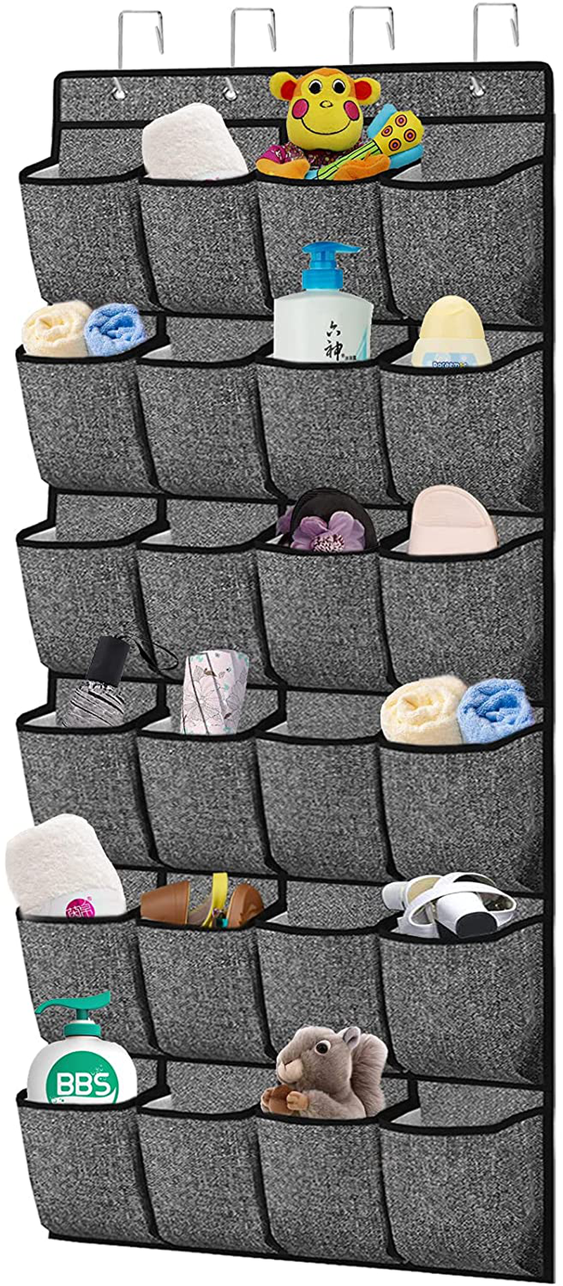 Over-the-Door Shoe Organizer with 24 Extra-Large Fabric Pockets – Space-Saving Hanging Shoe Storage for Sneakers and Heels 2