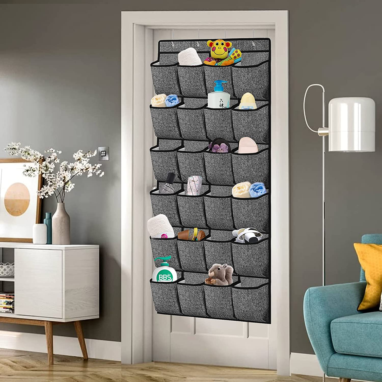 Over-the-Door Shoe Organizer with 24 Extra-Large Fabric Pockets – Space-Saving Hanging Shoe Storage for Sneakers and Heels 3