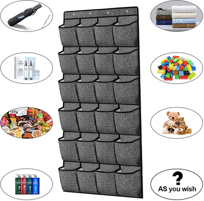 Over-the-Door Shoe Organizer with 24 Extra-Large Fabric Pockets – Space-Saving Hanging Shoe Storage for Sneakers and Heels 4