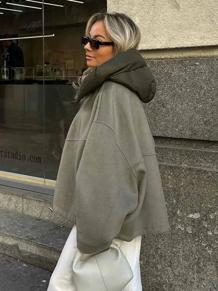 Women Oversized Hooded Zip Jacket | Veronica
