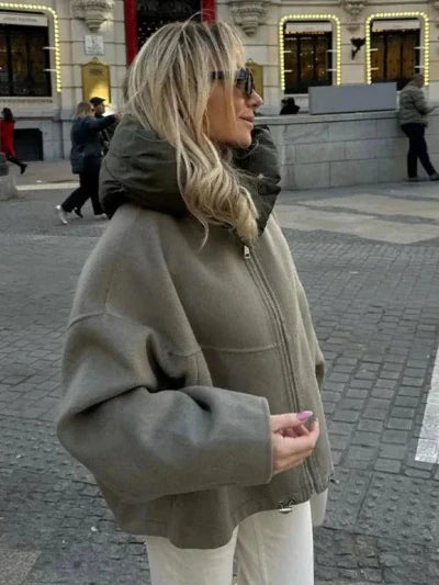 Women Oversized Hooded Zip Jacket | Veronica