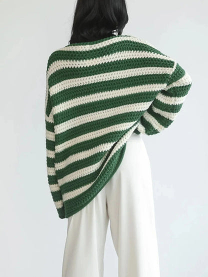 Women Striped Oversized Knit Sweater | Carenza