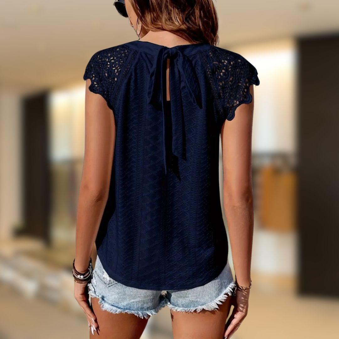 Embroidered Lace Sleeveless Blouse | Yelena