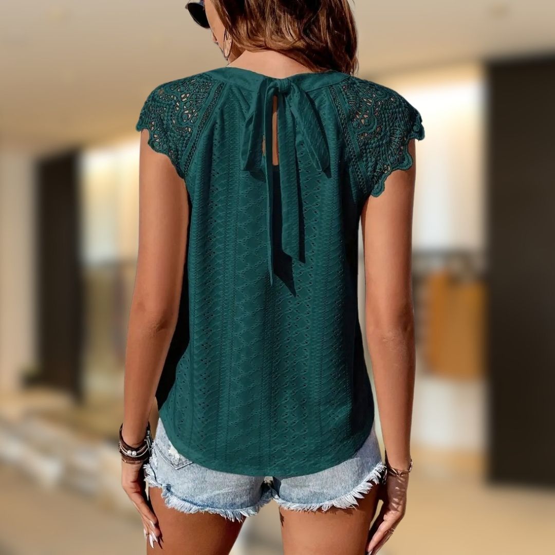 Embroidered Lace Sleeveless Blouse | Yelena