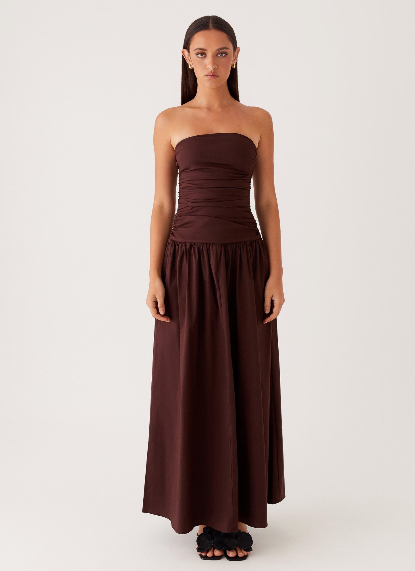 Strapless Ruched Maxi Dress | Aria