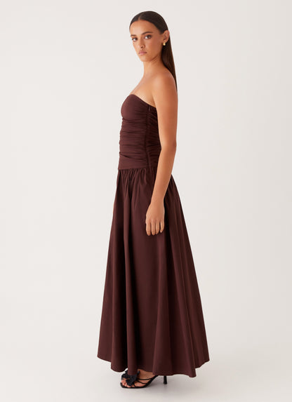 Strapless Ruched Maxi Dress | Aria