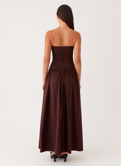 Strapless Ruched Maxi Dress | Aria