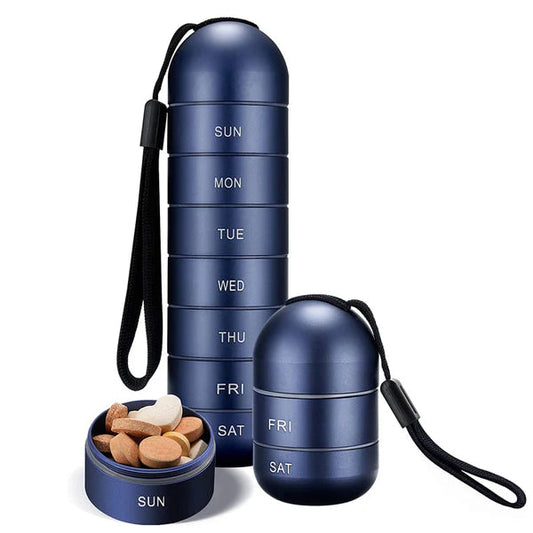 Portable 7-Day Pill Organizer - Waterproof Aluminum Pill Box with Large Capacity for Travel 0