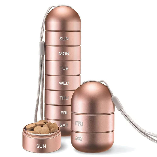 Portable 7-Day Pill Organizer - Waterproof Aluminum Pill Box with Large Capacity for Travel 3
