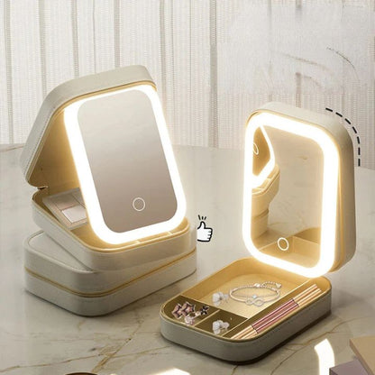 Portable Makeup Case with LED Mirror – Water-Resistant Cosmetic Bag for Travel and Daily Use 0