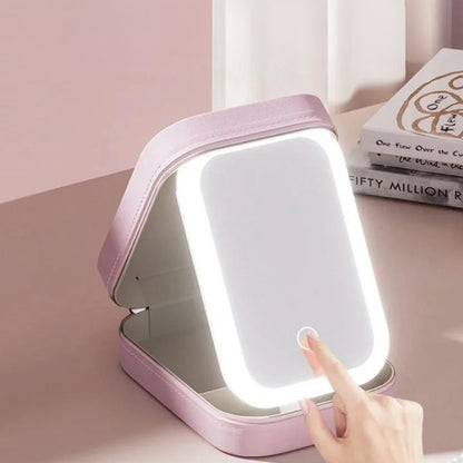 Portable Makeup Case with LED Mirror – Water-Resistant Cosmetic Bag for Travel and Daily Use 2