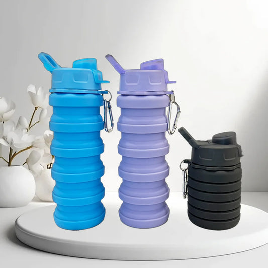 Portable Silicone Foldable Water Bottle – 500ml Collapsible Travel Cup for Hiking and Outdoor Activities 0