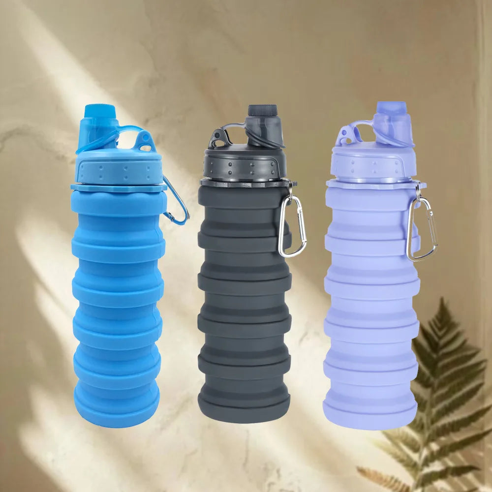 Portable Silicone Foldable Water Bottle – 500ml Collapsible Travel Cup for Hiking and Outdoor Activities 1